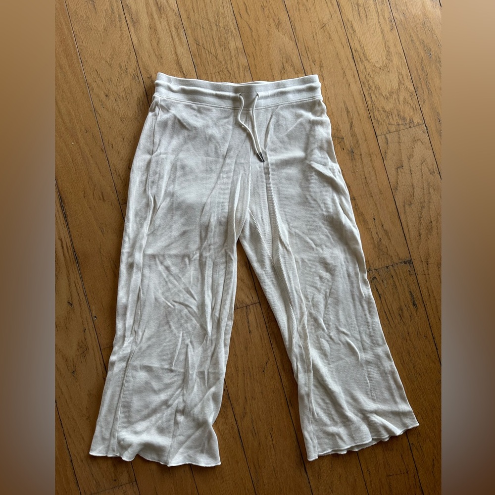 Mate the Label Cream cropped waffle sweats